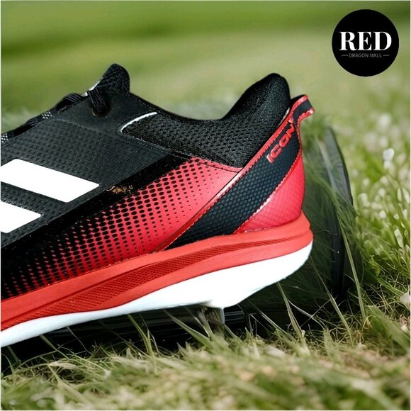 Adidas Icon 7 S23858 Black Red Metal Baseball Cleats Sneakers - Men's Size 16 - Picture 13 of 14